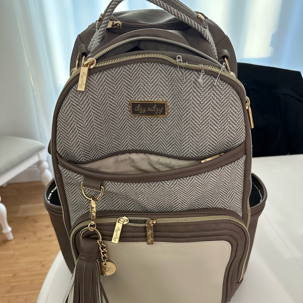 Itzy Ritzy Women's Backpack Diaper Bag - Brown and Cream